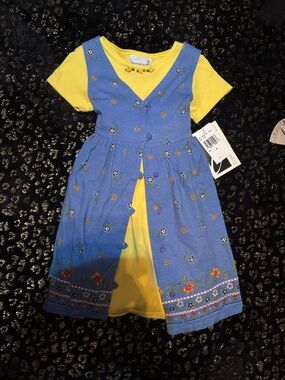 VTG NWT Y2K Speechless 2pc Blue Embroidered Jumper Dress with Yellow Tee Dress
